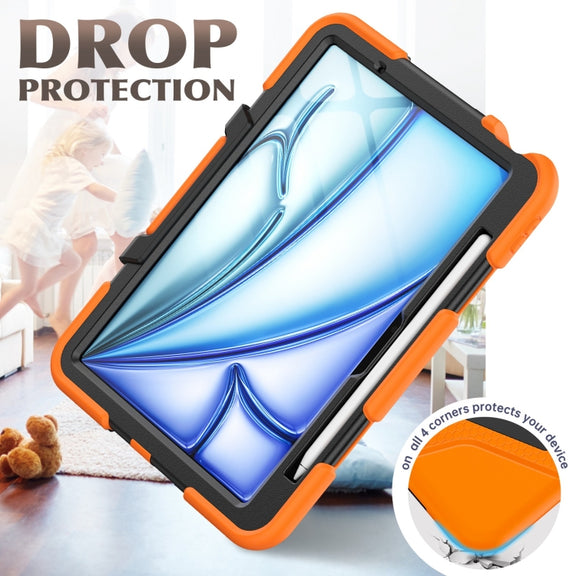 For iPad Air 11 2025 / 2024 Colorful Silicone Heavy Duty Hybrid PC Tablet Case(Orange)