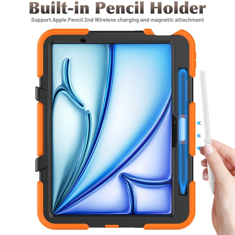 For iPad Air 11 2025 / 2024 Colorful Silicone Heavy Duty Hybrid PC Tablet Case(Orange)