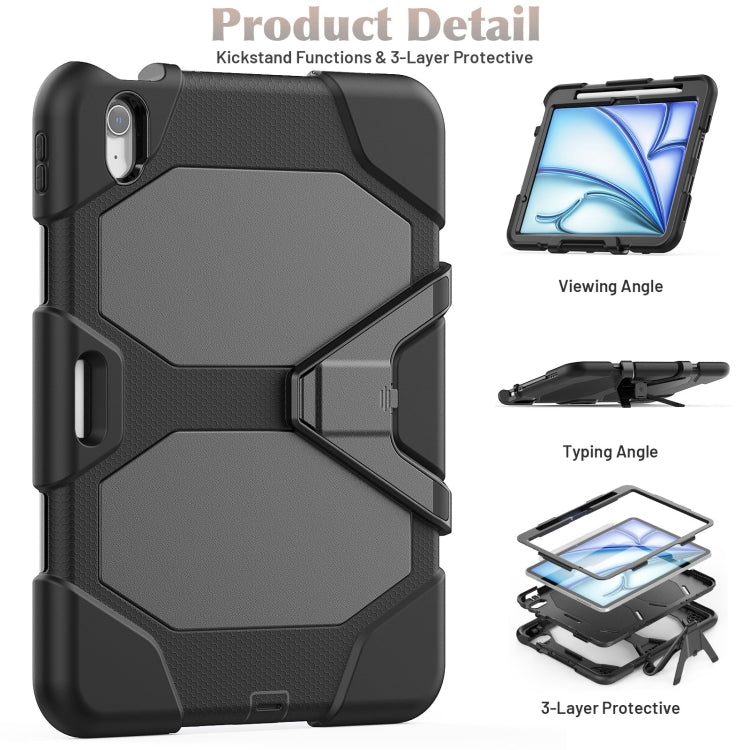 For iPad Air 11 2025 / 2024 Colorful Silicone Heavy Duty Hybrid PC Tablet Case(Black)