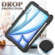 For iPad Air 11 2025 / 2024 Colorful Silicone Heavy Duty Hybrid PC Tablet Case(Black)