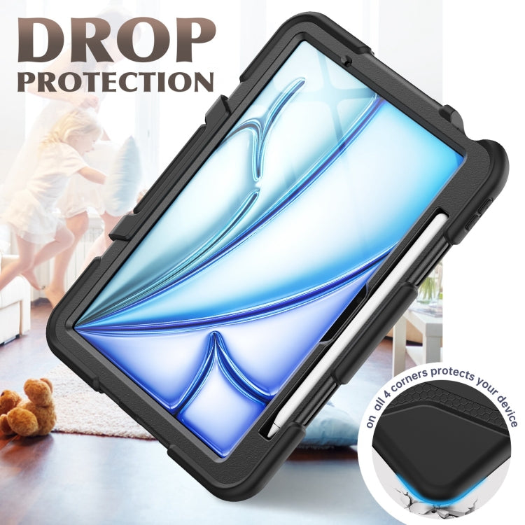 For iPad Air 11 2025 / 2024 Colorful Silicone Heavy Duty Hybrid PC Tablet Case(Black)