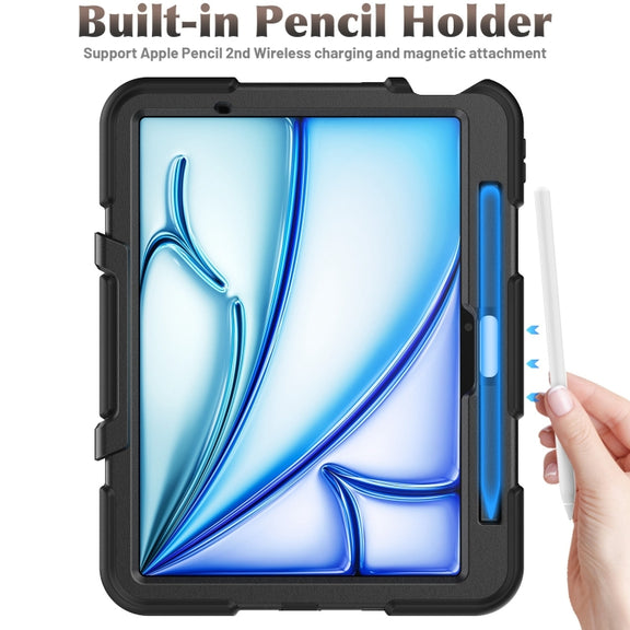 For iPad Air 11 2025 / 2024 Colorful Silicone Heavy Duty Hybrid PC Tablet Case(Black)