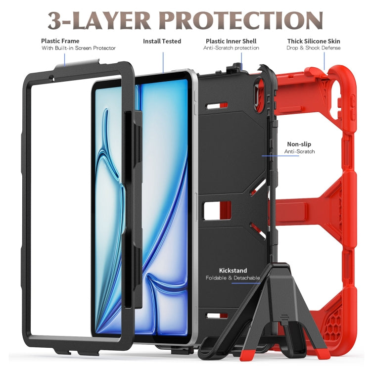 For iPad Air 11 2025 / 2024 Colorful Silicone Heavy Duty Hybrid PC Tablet Case(Red)