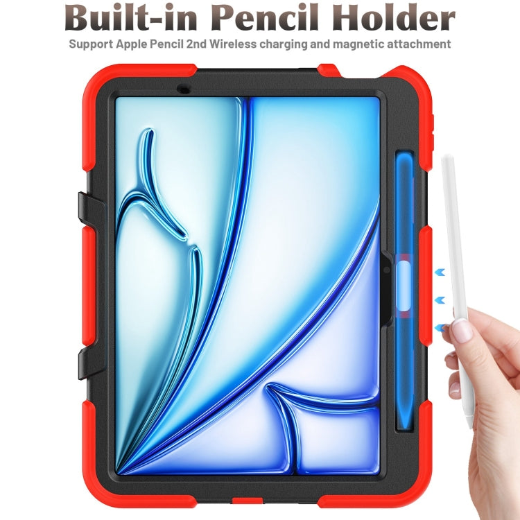 For iPad Air 11 2025 / 2024 Colorful Silicone Heavy Duty Hybrid PC Tablet Case(Red)