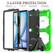 For iPad Air 11 2025 / 2024 Colorful Silicone Heavy Duty Hybrid PC Tablet Case(Green)