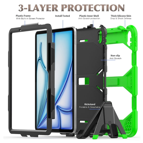 For iPad Air 11 2025 / 2024 Colorful Silicone Heavy Duty Hybrid PC Tablet Case(Green)