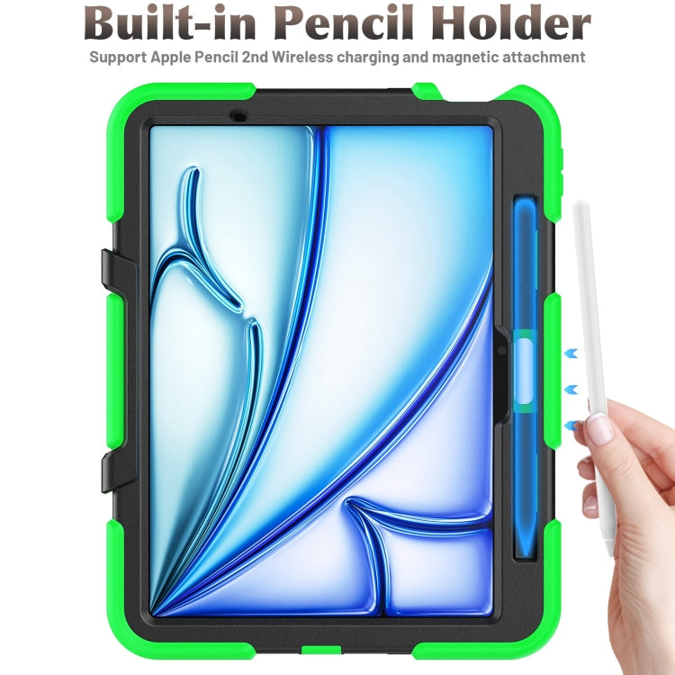 For iPad Air 11 2025 / 2024 Colorful Silicone Heavy Duty Hybrid PC Tablet Case(Green)