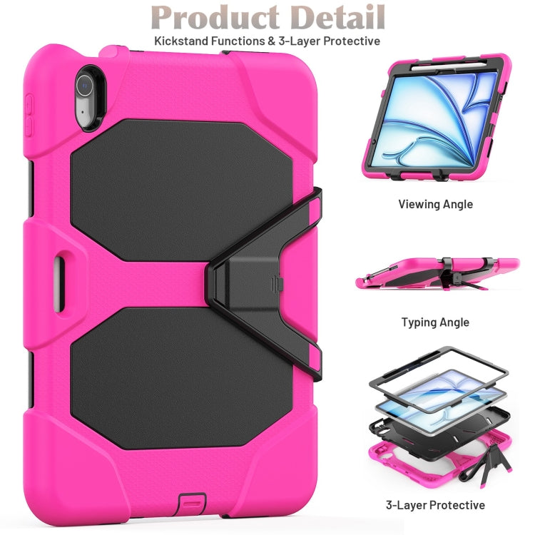 For iPad Air 11 2025 / 2024 Colorful Silicone Heavy Duty Hybrid PC Tablet Case(Rose Red)