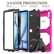 For iPad Air 11 2025 / 2024 Colorful Silicone Heavy Duty Hybrid PC Tablet Case(Rose Red)