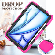 For iPad Air 11 2025 / 2024 Colorful Silicone Heavy Duty Hybrid PC Tablet Case(Rose Red)