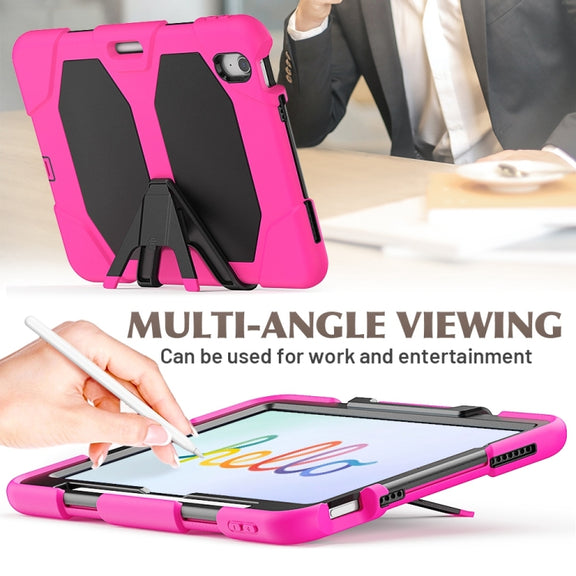 For iPad Air 11 2025 / 2024 Colorful Silicone Heavy Duty Hybrid PC Tablet Case(Rose Red)