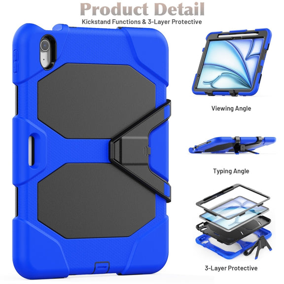 For iPad Air 11 2025 / 2024 Colorful Silicone Heavy Duty Hybrid PC Tablet Case(Dark Blue)