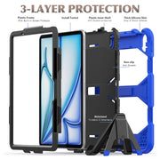 For iPad Air 11 2025 / 2024 Colorful Silicone Heavy Duty Hybrid PC Tablet Case(Dark Blue)