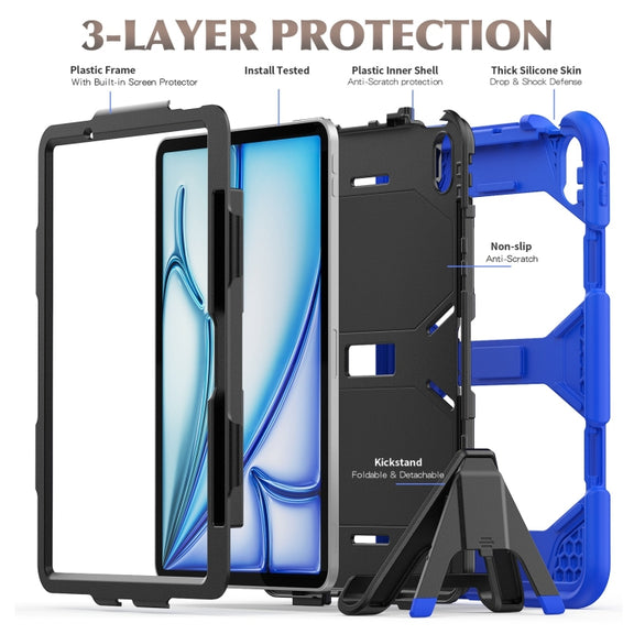 For iPad Air 11 2025 / 2024 Colorful Silicone Heavy Duty Hybrid PC Tablet Case(Dark Blue)