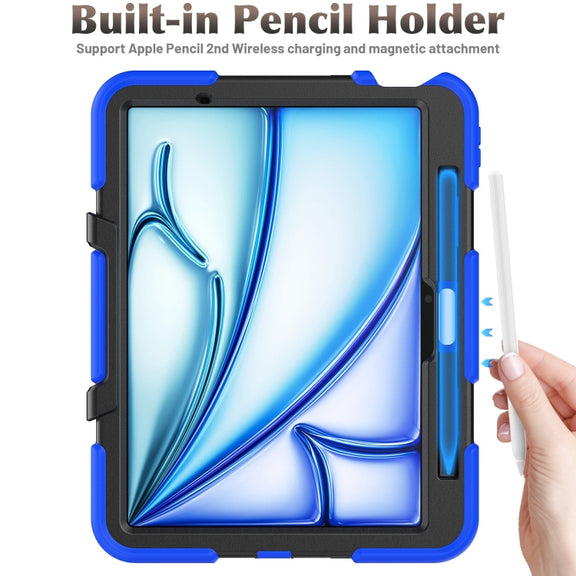 For iPad Air 11 2025 / 2024 Colorful Silicone Heavy Duty Hybrid PC Tablet Case(Dark Blue)