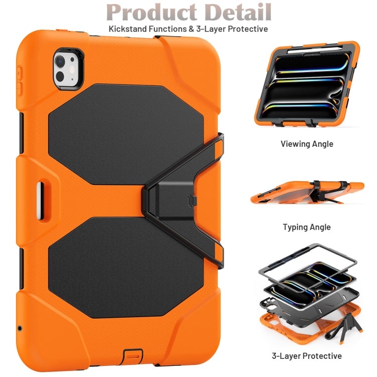 For iPad Pro 11 2024 Colorful Silicone Heavy Duty Hybrid PC Tablet Case(Orange)