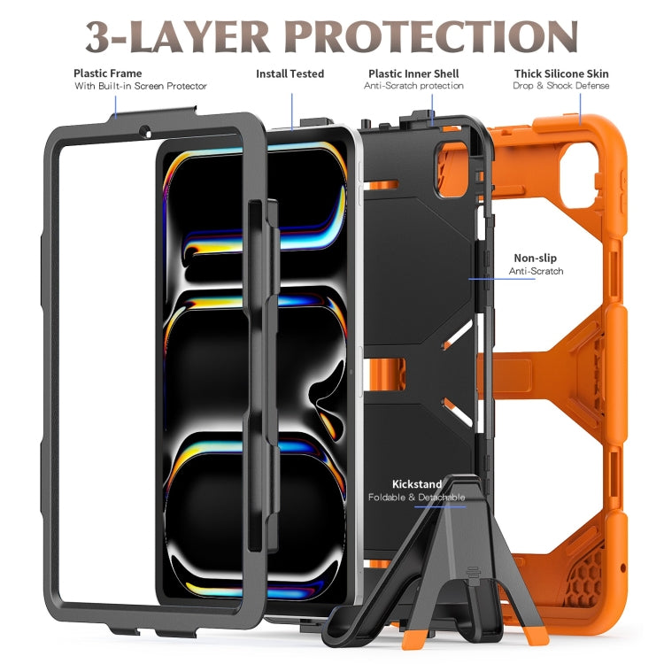 For iPad Pro 11 2024 Colorful Silicone Heavy Duty Hybrid PC Tablet Case(Orange)
