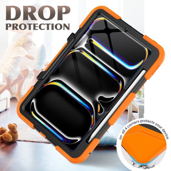 For iPad Pro 11 2024 Colorful Silicone Heavy Duty Hybrid PC Tablet Case(Orange)