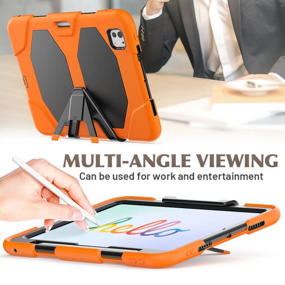 For iPad Pro 11 2024 Colorful Silicone Heavy Duty Hybrid PC Tablet Case(Orange)