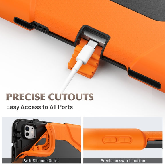 For iPad Pro 11 2024 Colorful Silicone Heavy Duty Hybrid PC Tablet Case(Orange)