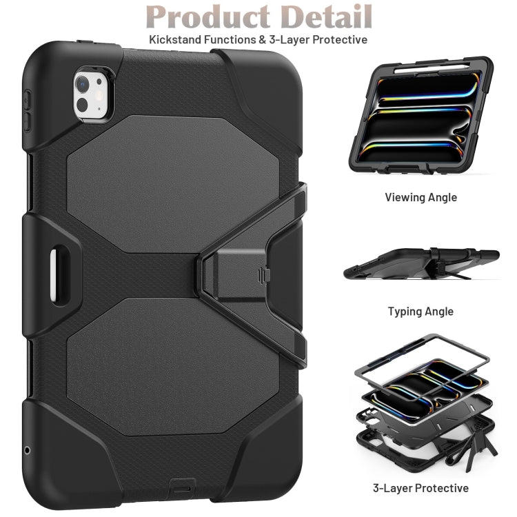 For iPad Pro 11 2024 Colorful Silicone Heavy Duty Hybrid PC Tablet Case(Black)