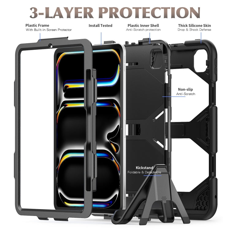 For iPad Pro 11 2024 Colorful Silicone Heavy Duty Hybrid PC Tablet Case(Black)