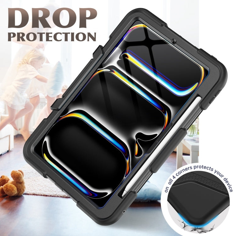 For iPad Pro 11 2024 Colorful Silicone Heavy Duty Hybrid PC Tablet Case(Black)