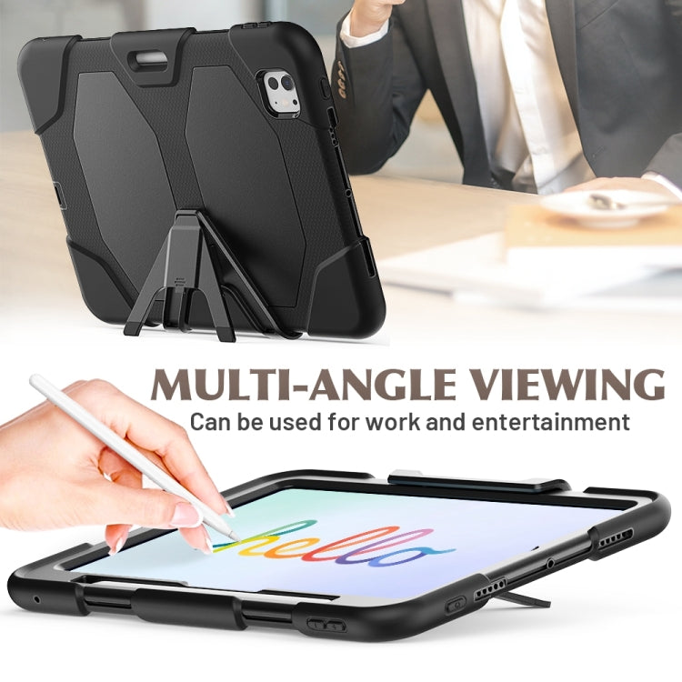 For iPad Pro 11 2024 Colorful Silicone Heavy Duty Hybrid PC Tablet Case(Black)