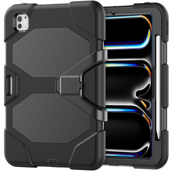 For iPad Pro 11 2024 Colorful Silicone Heavy Duty Hybrid PC Tablet Case(Black)