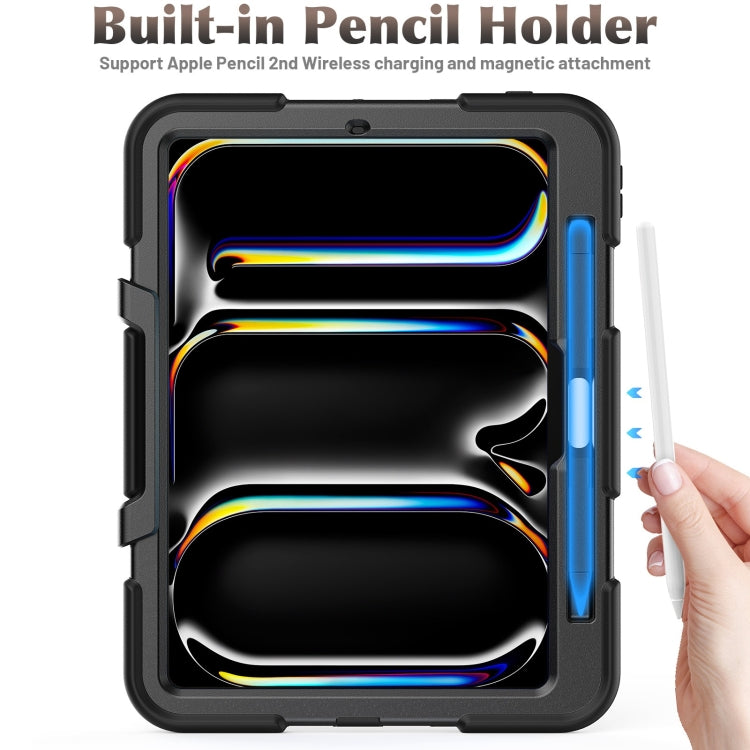 For iPad Pro 11 2024 Colorful Silicone Heavy Duty Hybrid PC Tablet Case(Black)