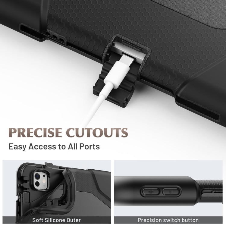 For iPad Pro 11 2024 Colorful Silicone Heavy Duty Hybrid PC Tablet Case(Black)