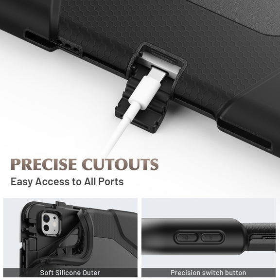 For iPad Pro 11 2024 Colorful Silicone Heavy Duty Hybrid PC Tablet Case(Black)