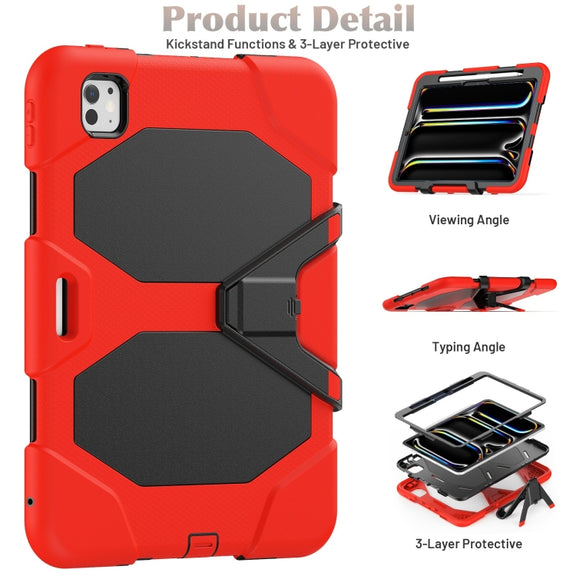 For iPad Pro 11 2024 Colorful Silicone Heavy Duty Hybrid PC Tablet Case(Red)