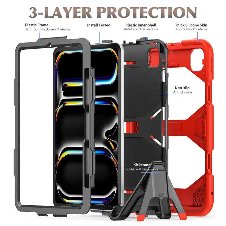 For iPad Pro 11 2024 Colorful Silicone Heavy Duty Hybrid PC Tablet Case(Red)