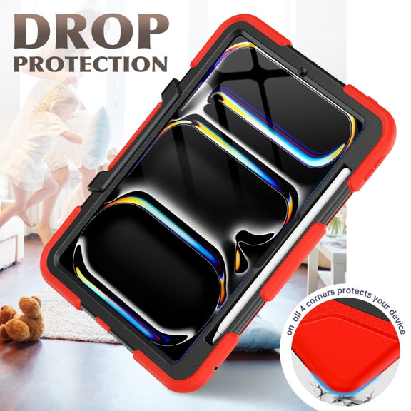 For iPad Pro 11 2024 Colorful Silicone Heavy Duty Hybrid PC Tablet Case(Red)