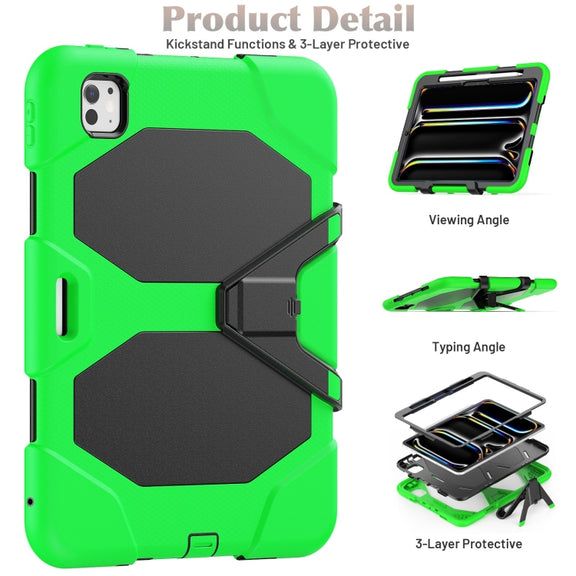 For iPad Pro 11 2024 Colorful Silicone Heavy Duty Hybrid PC Tablet Case(Green)