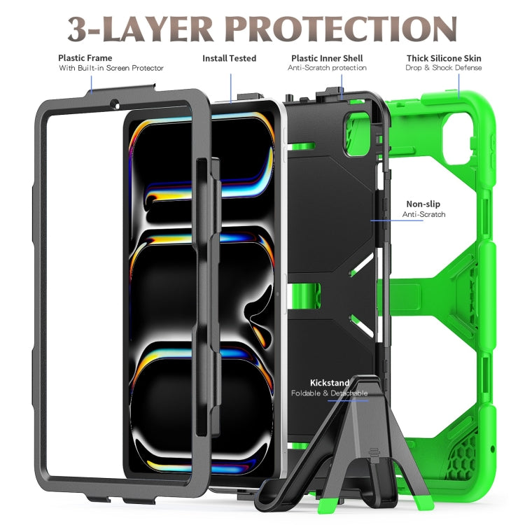 For iPad Pro 11 2024 Colorful Silicone Heavy Duty Hybrid PC Tablet Case(Green)
