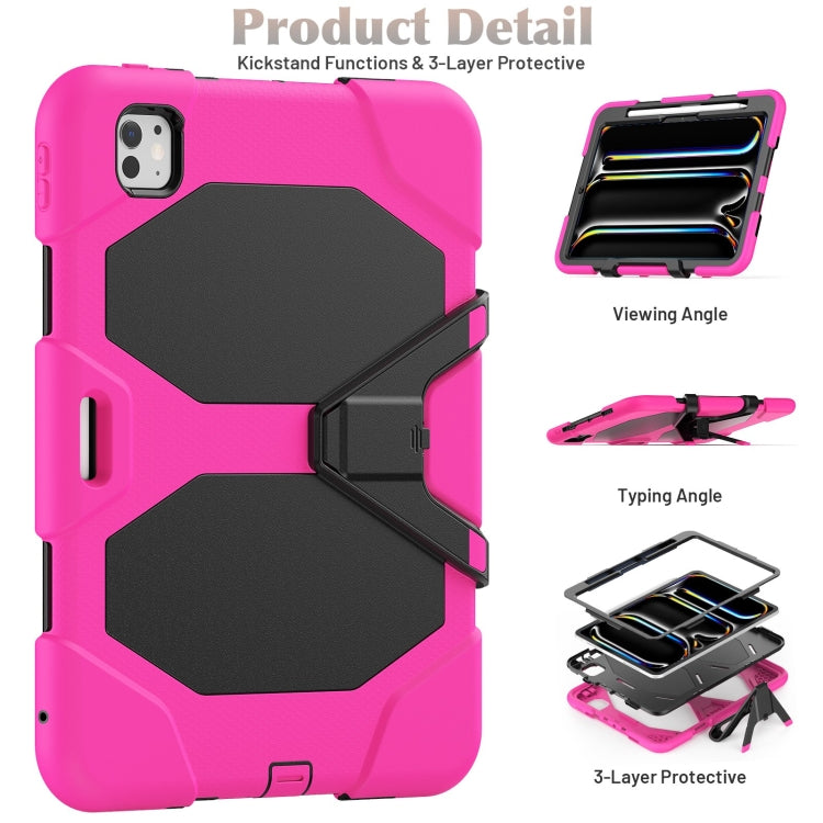 For iPad Pro 11 2024 Colorful Silicone Heavy Duty Hybrid PC Tablet Case(Rose Red)