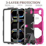 For iPad Pro 11 2024 Colorful Silicone Heavy Duty Hybrid PC Tablet Case(Rose Red)