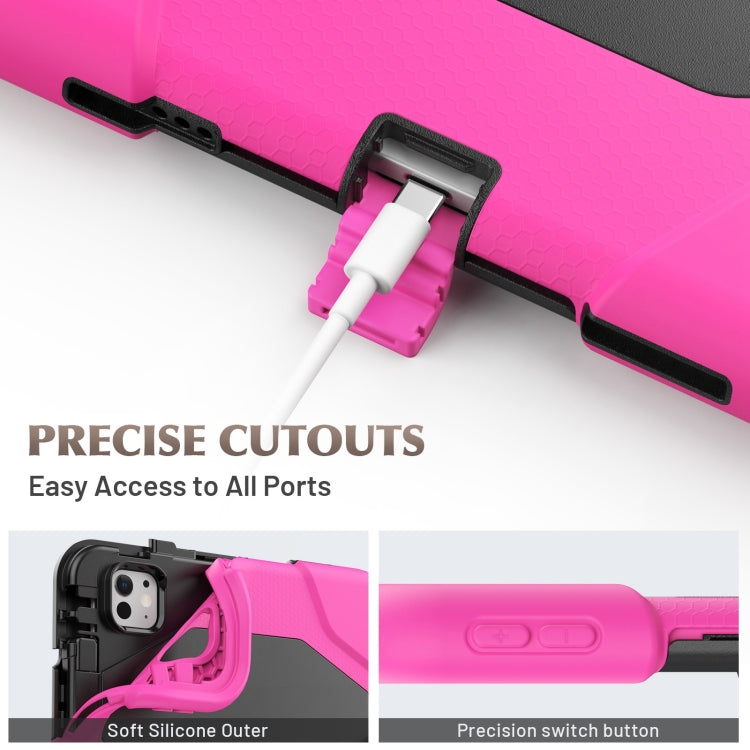 For iPad Pro 11 2024 Colorful Silicone Heavy Duty Hybrid PC Tablet Case(Rose Red)
