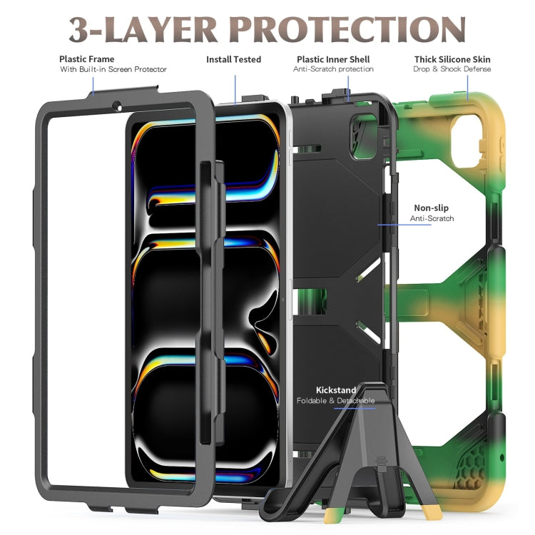 For iPad Pro 11 2024 Colorful Silicone Heavy Duty Hybrid PC Tablet Case(Camouflage)