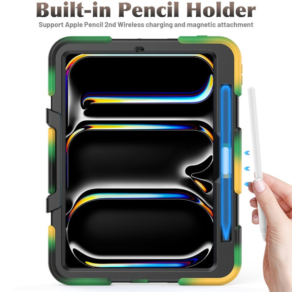 For iPad Pro 11 2024 Colorful Silicone Heavy Duty Hybrid PC Tablet Case(Camouflage)