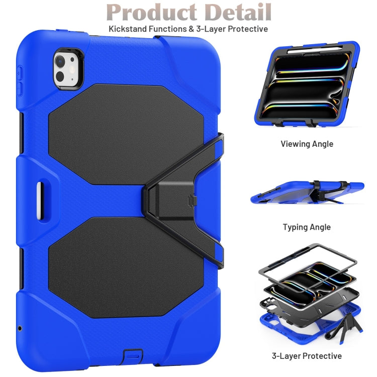 For iPad Pro 11 2024 Colorful Silicone Heavy Duty Hybrid PC Tablet Case(Dark Blue)