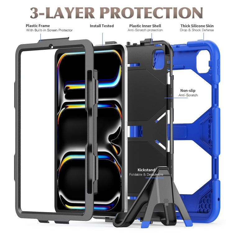 For iPad Pro 11 2024 Colorful Silicone Heavy Duty Hybrid PC Tablet Case(Dark Blue)