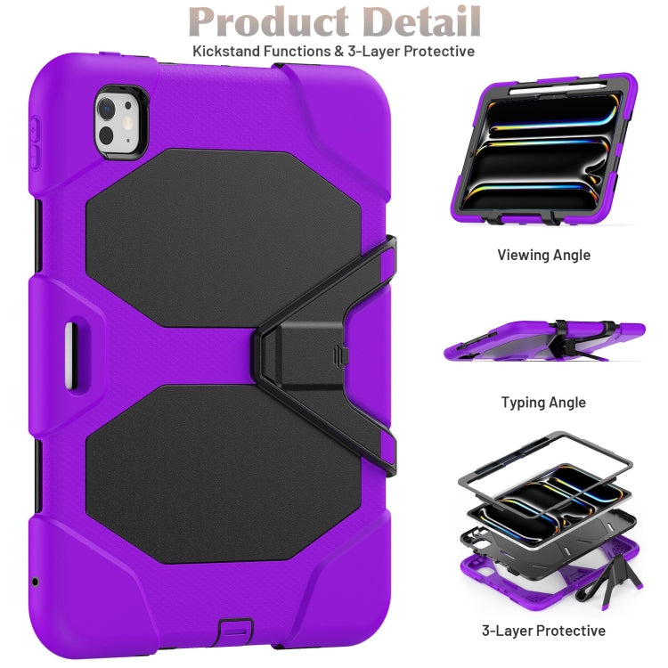 For iPad Pro 11 2024 Colorful Silicone Heavy Duty Hybrid PC Tablet Case(Purple)