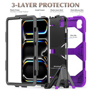 For iPad Pro 11 2024 Colorful Silicone Heavy Duty Hybrid PC Tablet Case(Purple)