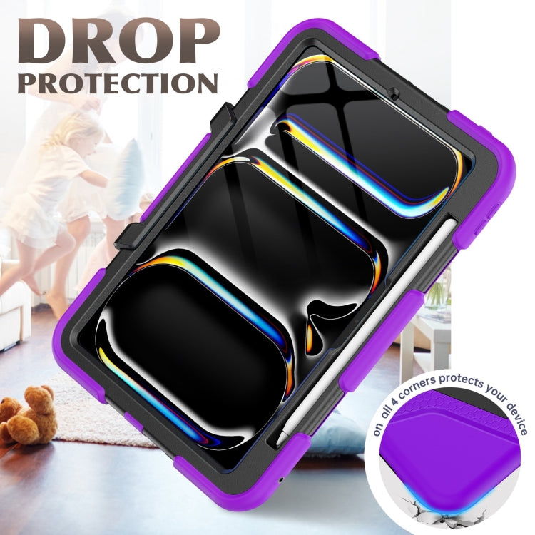 For iPad Pro 11 2024 Colorful Silicone Heavy Duty Hybrid PC Tablet Case(Purple)