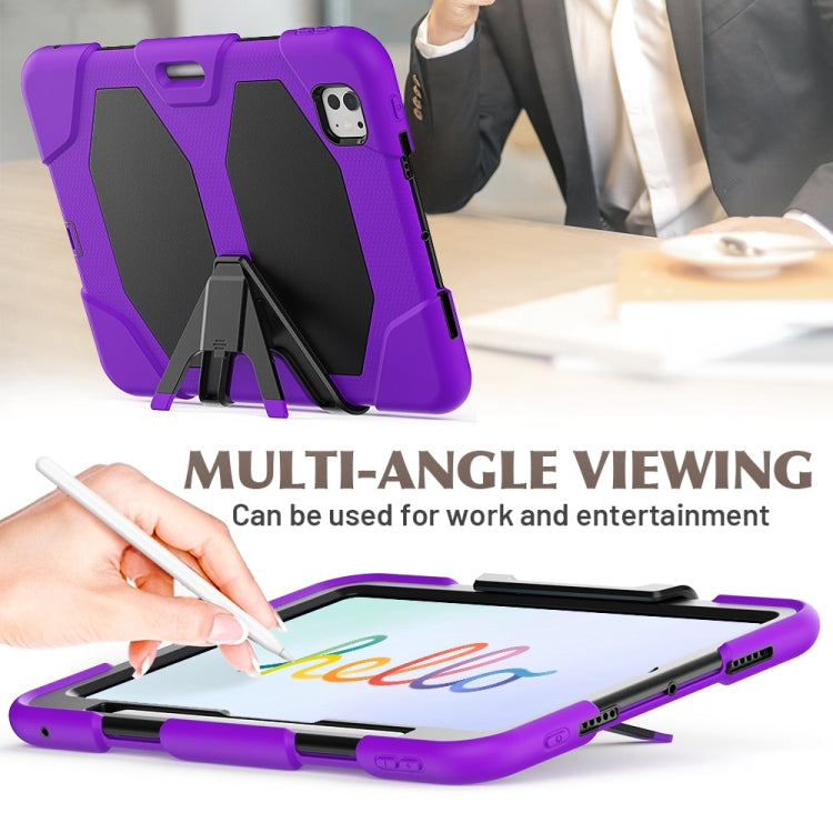For iPad Pro 11 2024 Colorful Silicone Heavy Duty Hybrid PC Tablet Case(Purple)