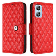 For Blackview A52 Rhombic Texture Flip Leather Phone Case with Lanyard(Red)
