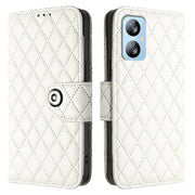 For Blackview A52 Rhombic Texture Flip Leather Phone Case with Lanyard(White)